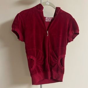 Juicy Couture Y2K Hooded Cap Sleeve Zip Front Top